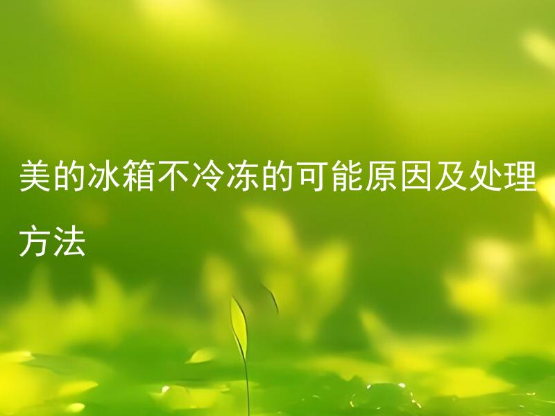 美的冰箱不冷冻的可能原因及处理方法