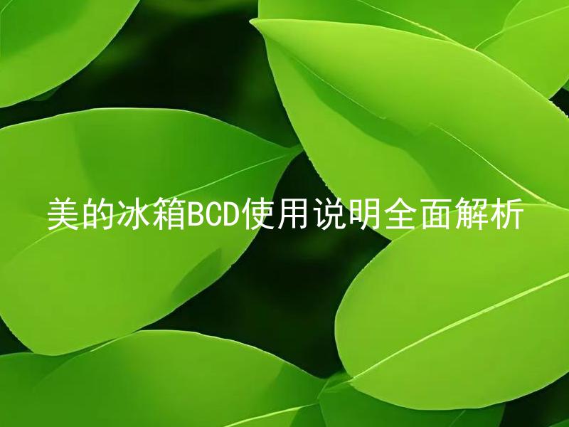 美的冰箱BCD使用说明全面解析 美的冰箱BCD如何正确使用和保养？