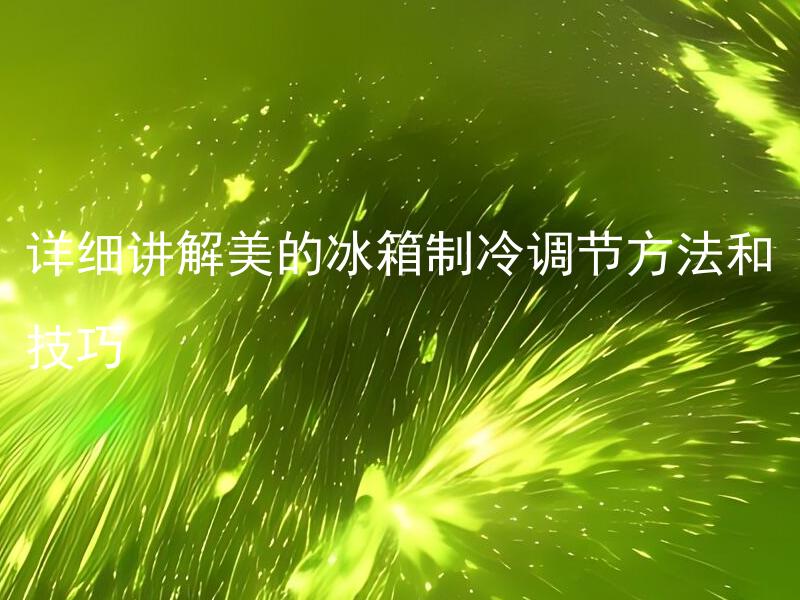详细讲解美的冰箱制冷调节方法和技巧
