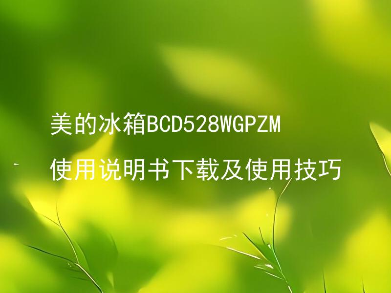 美的冰箱BCD528WGPZM使用说明书下载及使用技巧