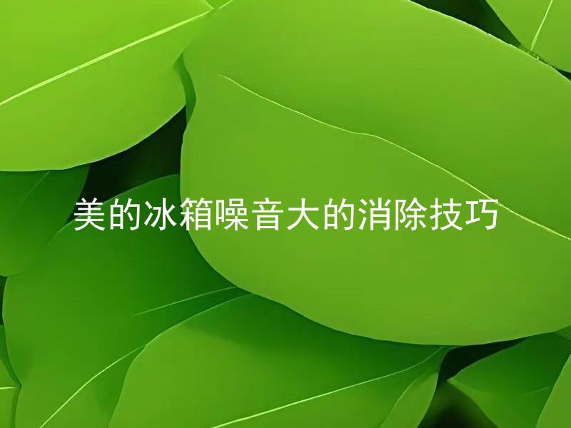 美的冰箱噪音大的消除技巧