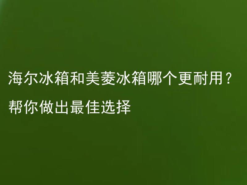 海尔冰箱和美菱冰箱哪个更耐用？帮你做出最佳选择 海尔冰箱和美菱冰箱的保修时长是多久？该如何选择更有保障的品牌？