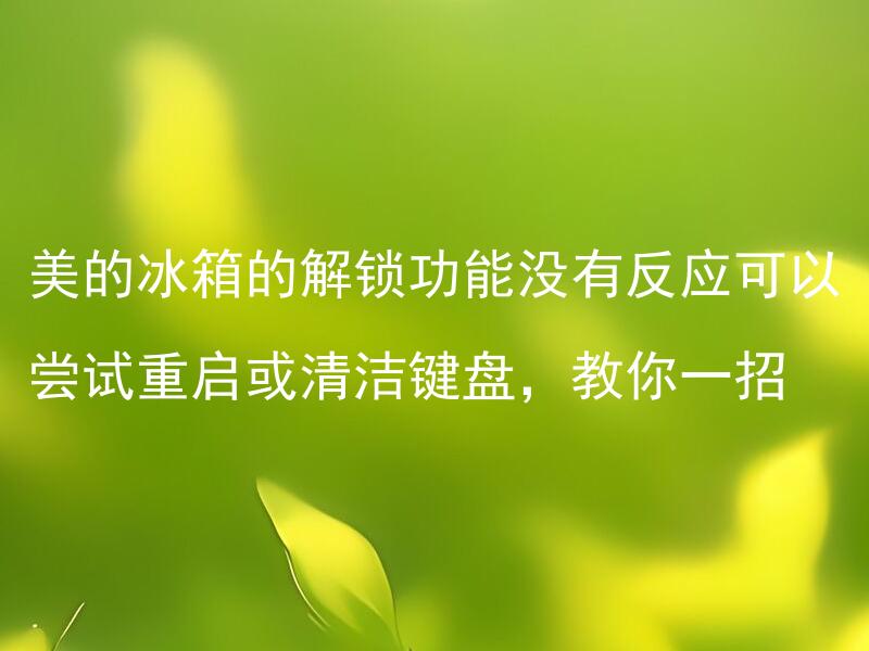 美的冰箱的解锁功能没有反应可以尝试重启或清洁键盘，教你一招 美的冰箱的门密封不严怎么办？