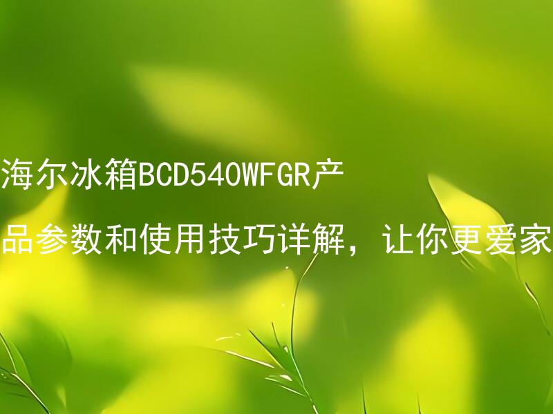 海尔冰箱BCD540WFGR产品参数和使用技巧详解，让你更爱家 Sea  or 是否可以根据BCD540WFGR的产品特点来选择其他海尔冰箱款式？