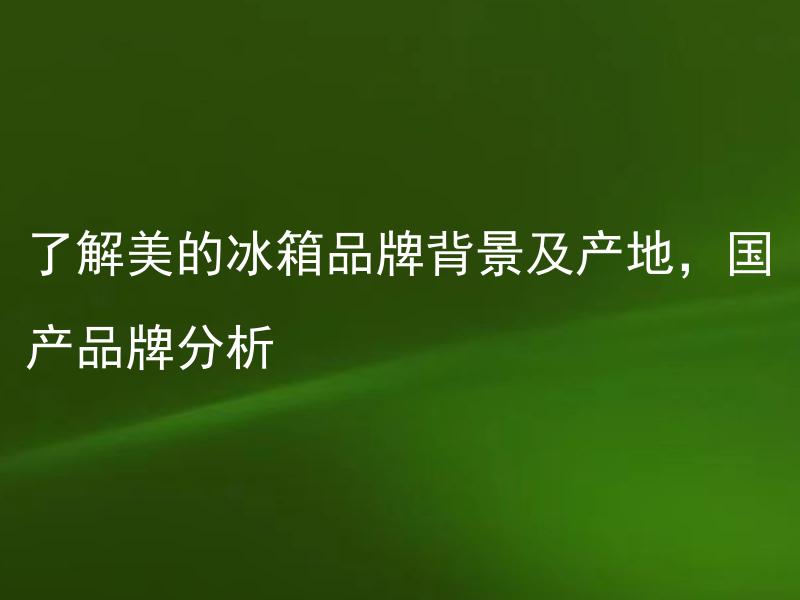 了解美的冰箱品牌背景及产地，国产品牌分析 美的冰箱与其他国产品牌有何不同？