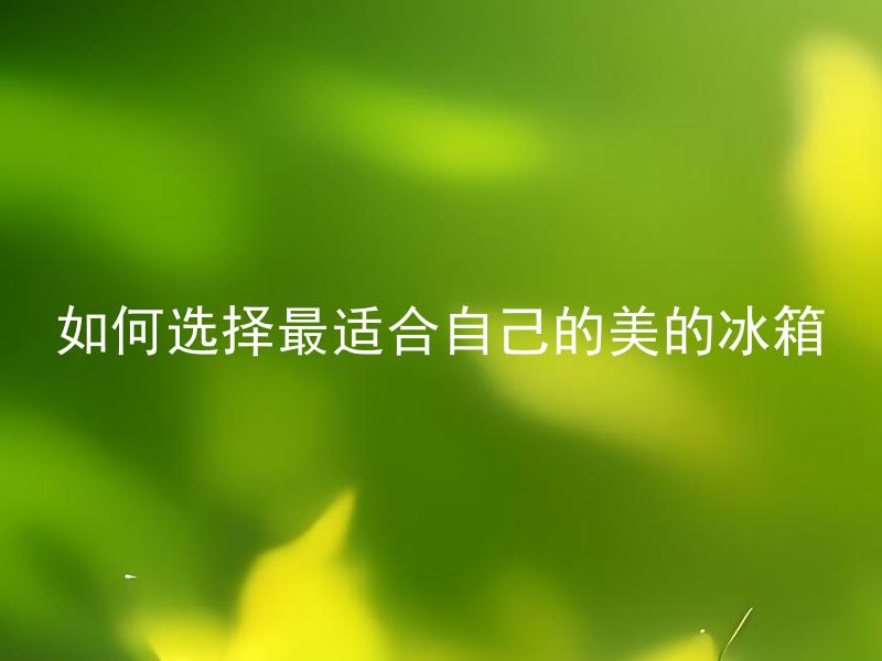 如何选择最适合自己的美的冰箱