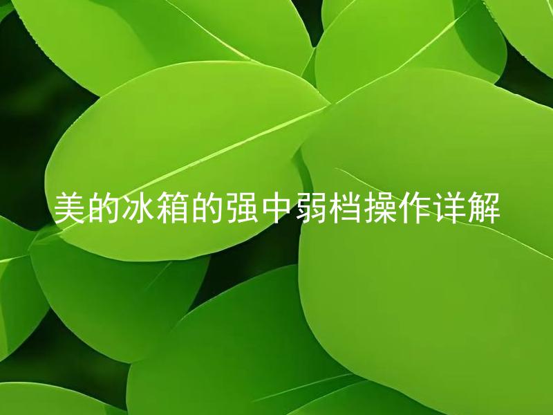 美的冰箱的强中弱档操作详解 美的冰箱的强中弱档是指什么，应该在何种情况下使用？