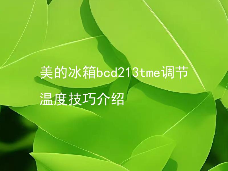 美的冰箱bcd213tme调节温度技巧介绍 美的冰箱温度应该如何调节才能更省电？