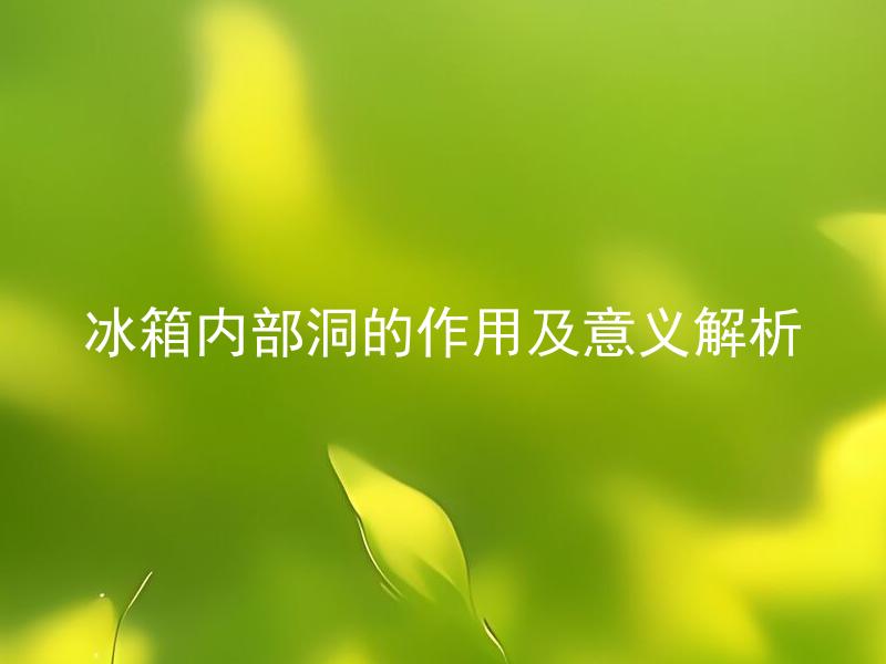 冰箱内部洞的作用及意义解析 冰箱内部的洞是用来通风和排水的吗？
