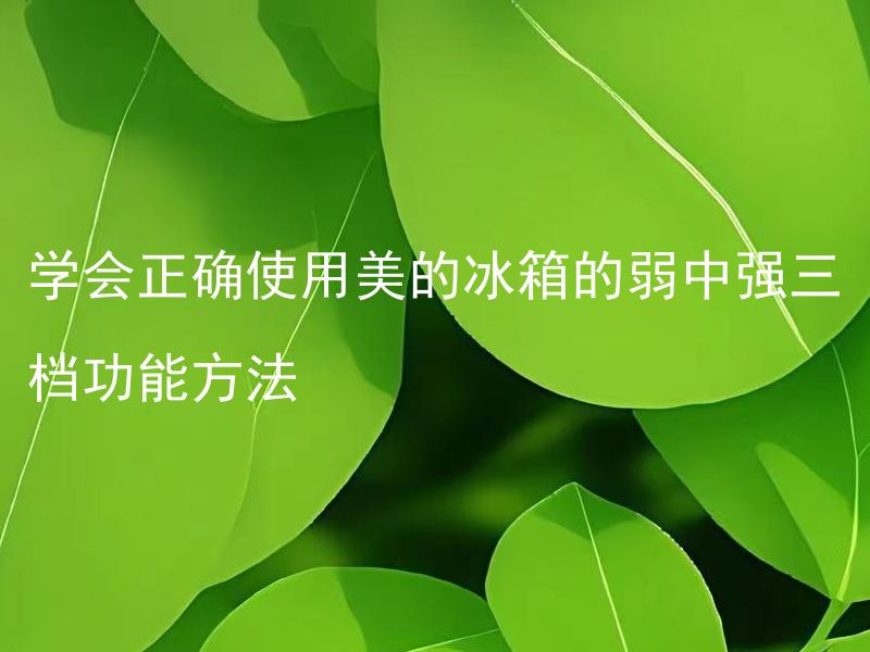 学会正确使用美的冰箱的弱中强三档功能方法 如何正确使用美的冰箱弱中强三档功能？