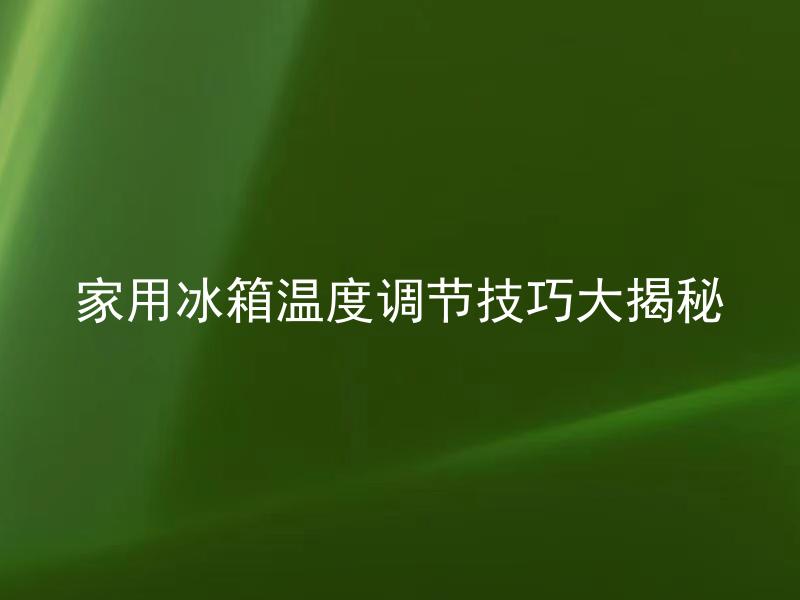 家用冰箱温度调节技巧大揭秘