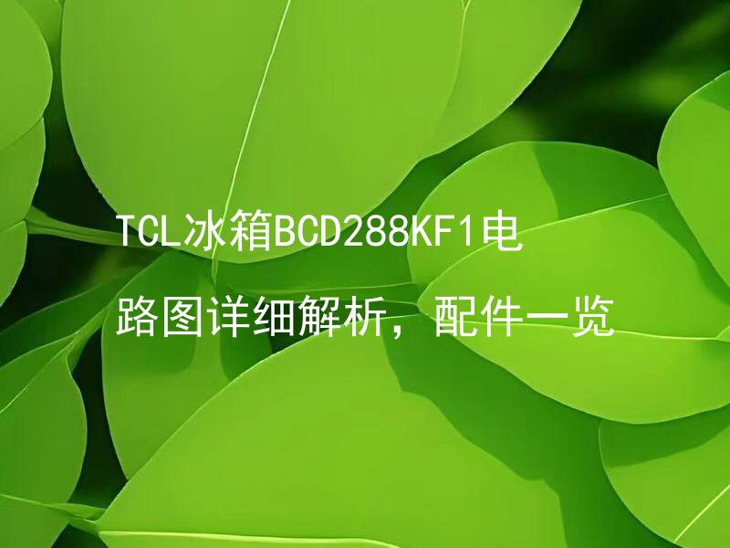 TCL冰箱BCD288KF1电路图详细解析，配件一览 TCL冰箱BCD288KF1的电路图和配件如何购买？