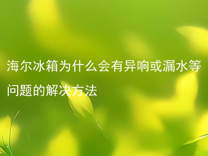 海尔冰箱为什么会有异响或漏水等问题的解决方法 海尔冰箱异响时哪些部件需要检查？