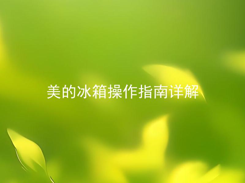 美的冰箱操作指南详解