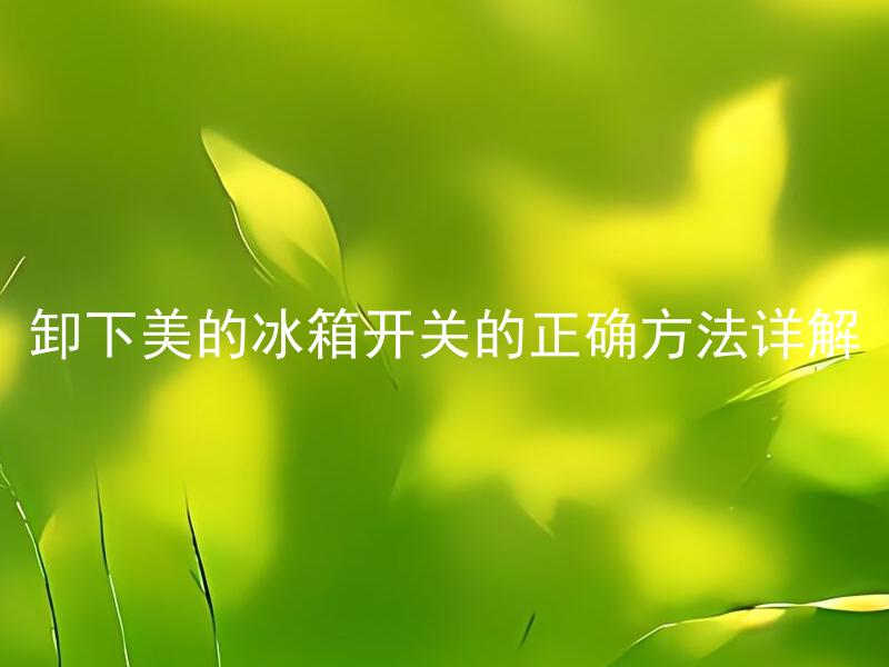 卸下美的冰箱开关的正确方法详解 如何正确地卸下美的冰箱开关？