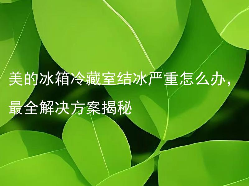 美的冰箱冷藏室结冰严重怎么办，最全解决方案揭秘 美的冰箱冷藏室为什么会结冰严重，如何有效解决？