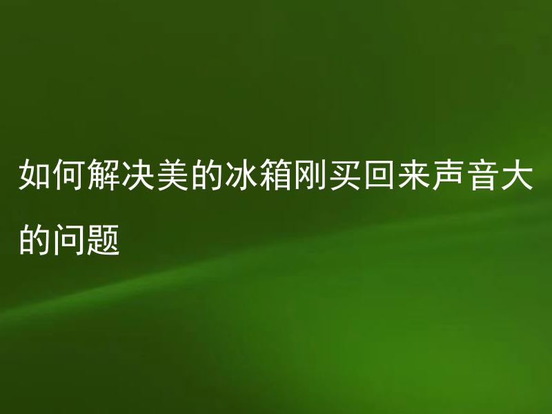 如何解决美的冰箱刚买回来声音大的问题 美的冰箱新购买回来噪音较大，怎么解决？