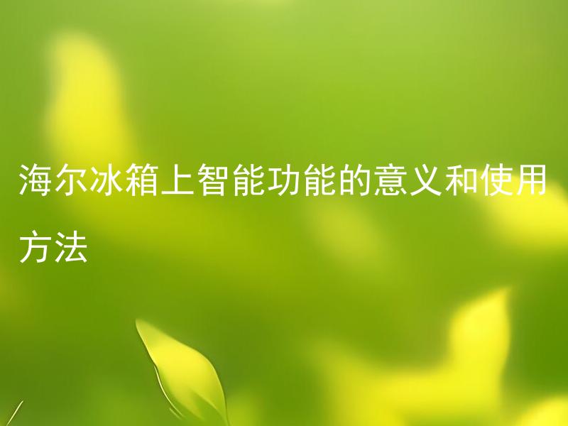 海尔冰箱上智能功能的意义和使用方法 海尔冰箱智能功能如何帮助实现食品储存和管理的智能化？