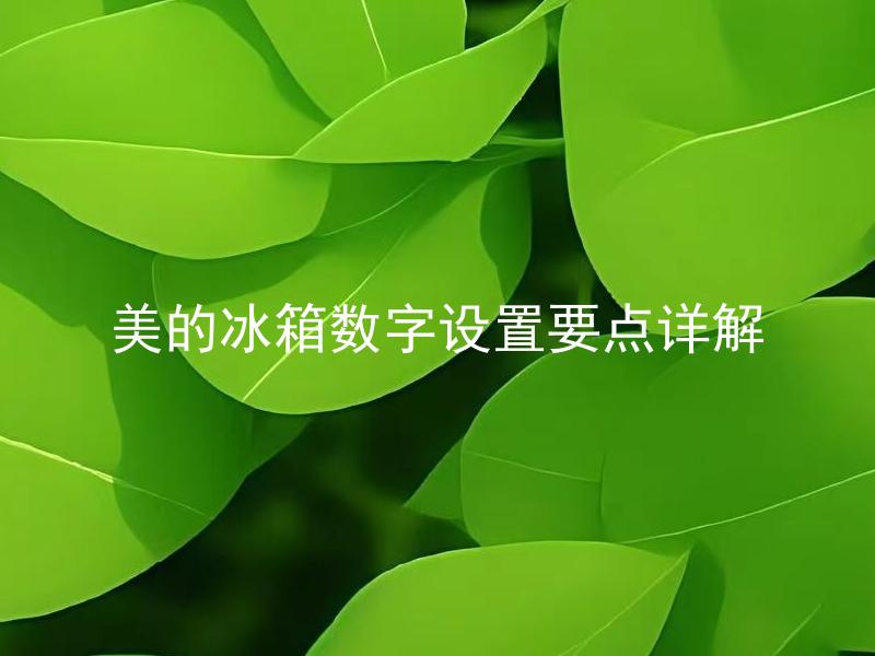 美的冰箱数字设置要点详解 美的冰箱数字设置如何进行？