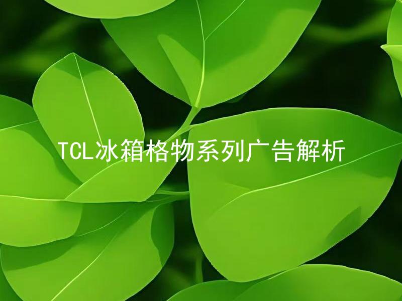 TCL冰箱格物系列广告解析 TCL冰箱格物系列广告有哪些特点？