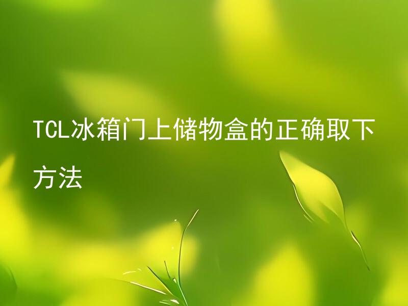 TCL冰箱门上储物盒的正确取下方法 TCL冰箱门上储物盒装物品时有哪些注意事项？