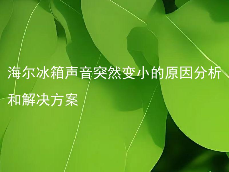 海尔冰箱声音突然变小的原因分析和解决方案 海尔冰箱为什么会突然变小声？如何分析和解决这个问题？