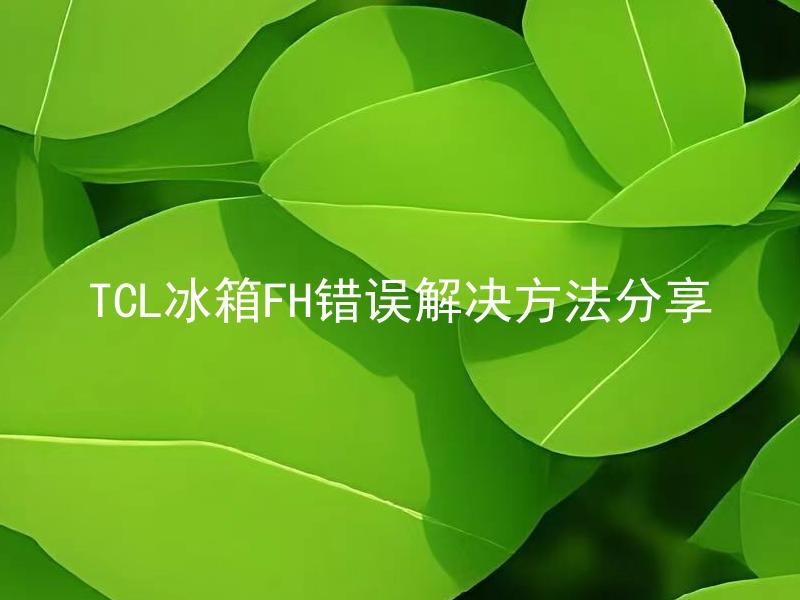TCL冰箱FH错误解决方法分享 TCL冰箱FH错误是什么，如何解决？