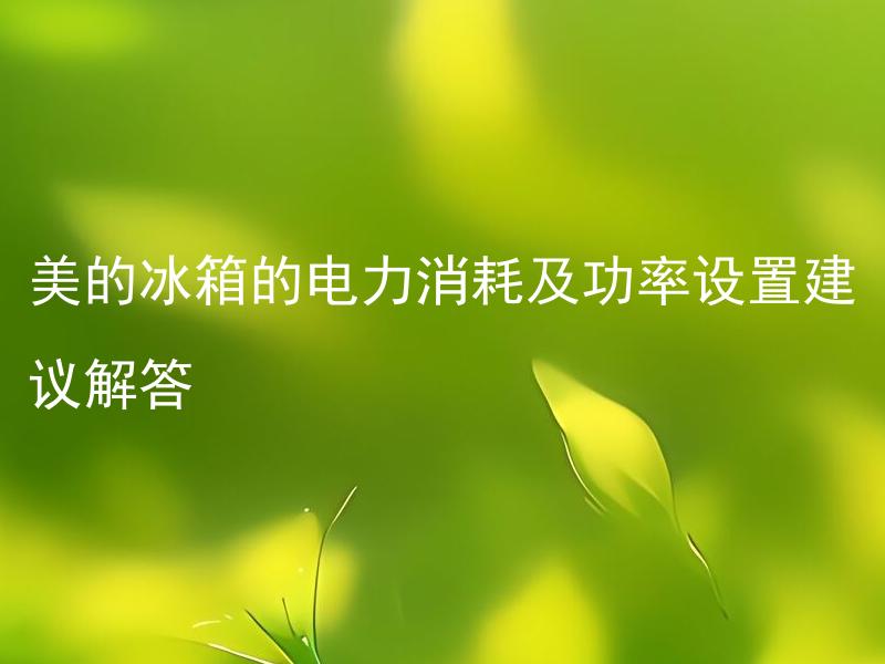 美的冰箱的电力消耗及功率设置建议解答 美的冰箱功率设置有讲究吗？