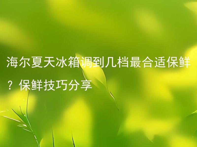 海尔夏天冰箱调到几档最合适保鲜？保鲜技巧分享 海尔夏天冰箱除了调节档位还有哪些保鲜技巧？