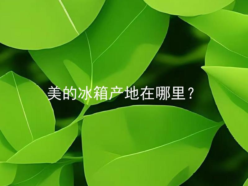 美的冰箱产地在哪里？ 美的冰箱为什么选择该产地？