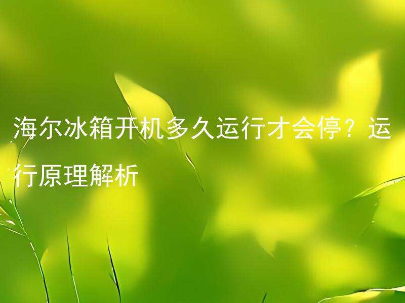 海尔冰箱开机多久运行才会停？运行原理解析
