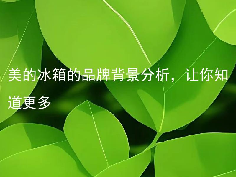 美的冰箱的品牌背景分析，让你知道更多