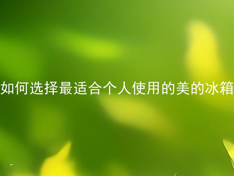 如何选择最适合个人使用的美的冰箱 美的冰箱应该如何选择尺寸和功能？