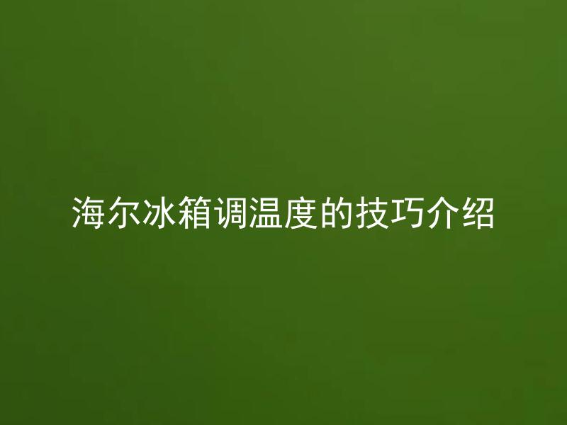 海尔冰箱调温度的技巧介绍