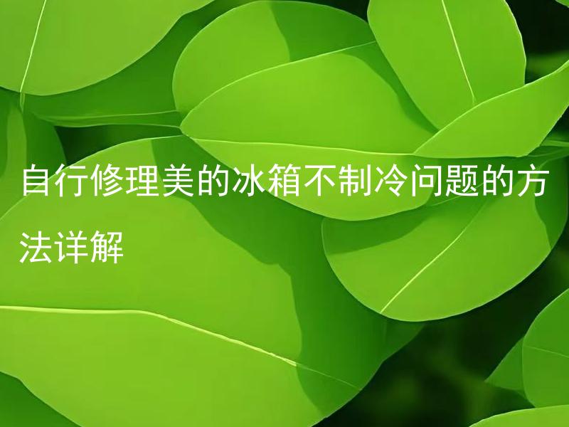 自行修理美的冰箱不制冷问题的方法详解