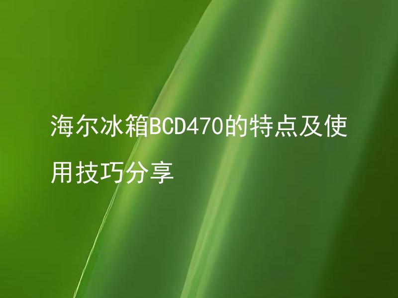 海尔冰箱BCD470的特点及使用技巧分享