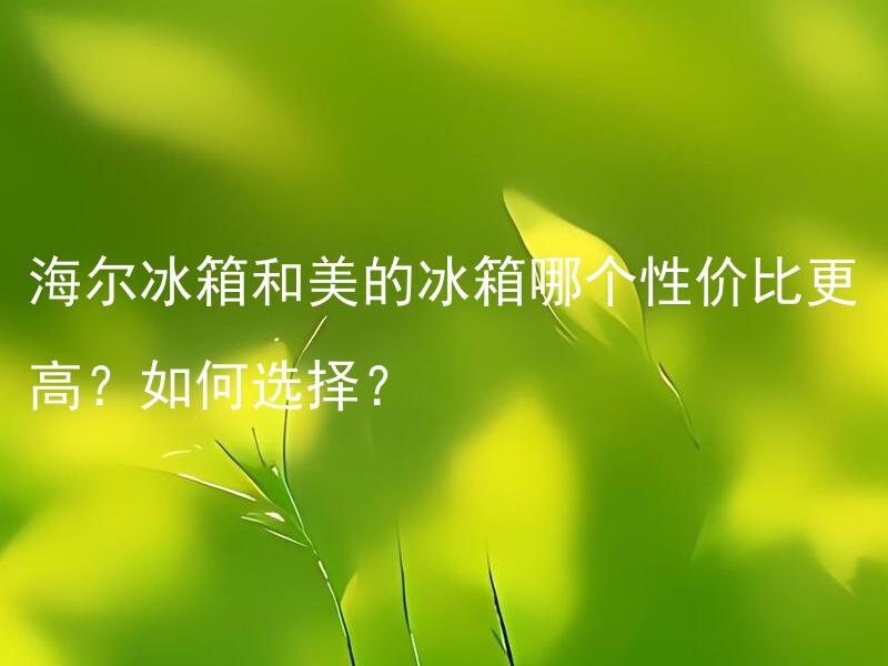 海尔冰箱和美的冰箱哪个性价比更高？如何选择？ 如何判断海尔冰箱和美的冰箱的性价比？该选择哪种品牌的冰箱？