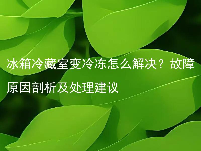 冰箱冷藏室变冷冻怎么解决？故障原因剖析及处理建议