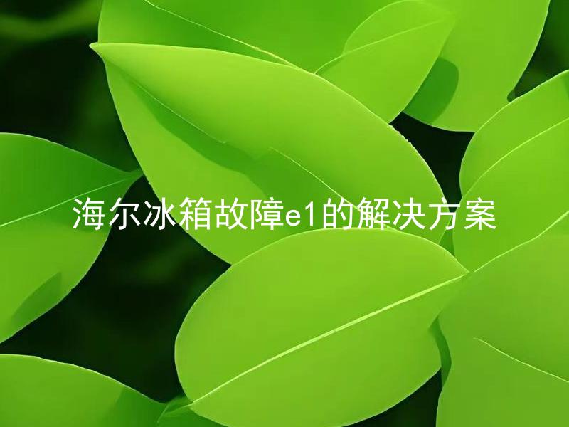 海尔冰箱故障e1的解决方案 海尔冰箱报错E1是什么故障类型，该如何处理？