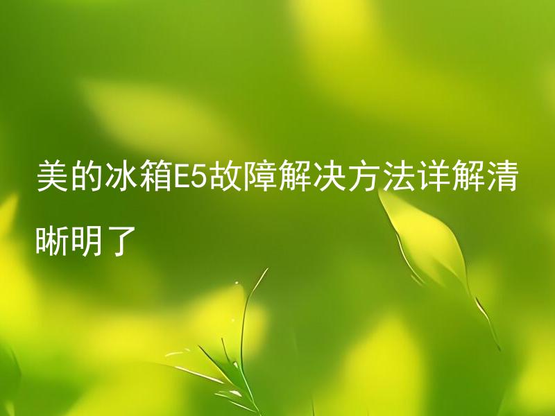 美的冰箱E5故障解决方法详解清晰明了 美的冰箱E5故障是怎样一种故障，该如何快速有效地解决呢？