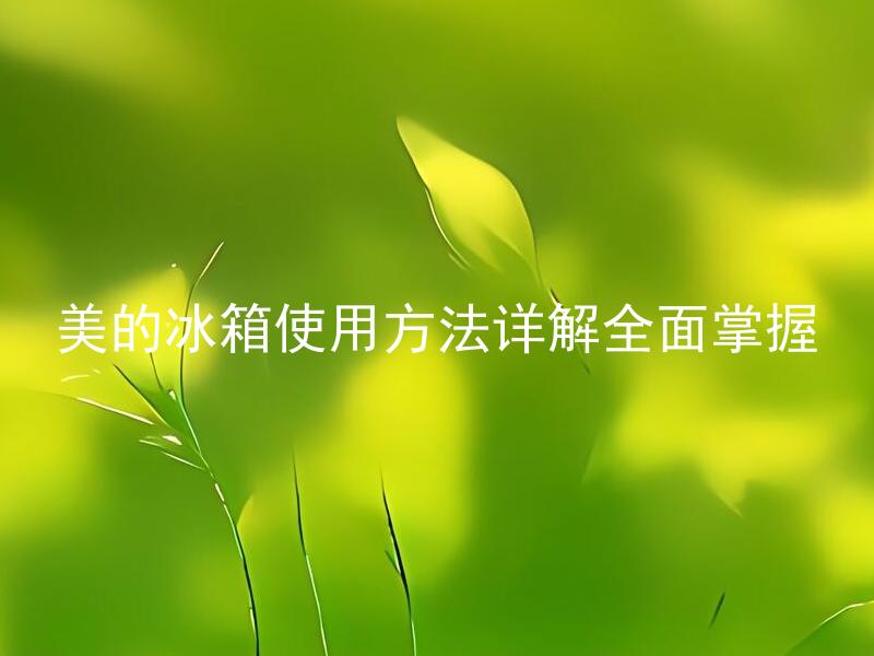 美的冰箱使用方法详解全面掌握
