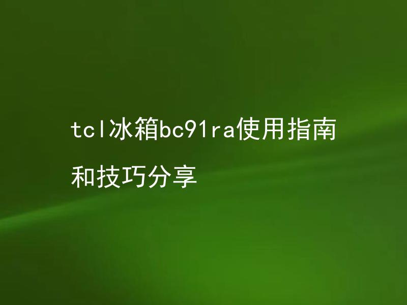 tcl冰箱bc91ra使用指南和技巧分享
