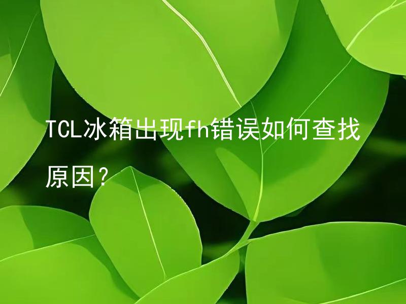 TCL冰箱出现fh错误如何查找原因？ TCL冰箱出现fh错误是否意味着维修费用会很高？