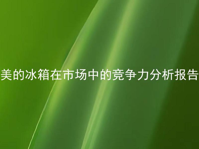 美的冰箱在市场中的竞争力分析报告