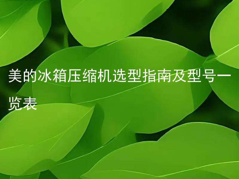 美的冰箱压缩机选型指南及型号一览表 如何根据自己的需求选择适合的美的冰箱压缩机型号？