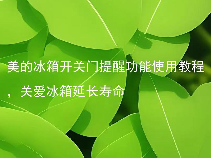 美的冰箱开关门提醒功能使用教程，关爱冰箱延长寿命 美的冰箱开关门提醒功能如何开启？如何有效运用该功能延长冰箱的使用寿命？