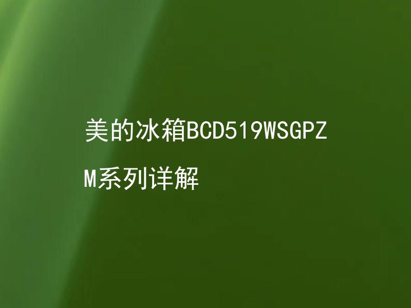 美的冰箱BCD519WSGPZM系列详解