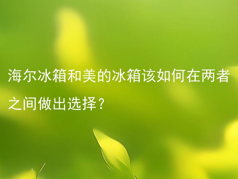 海尔冰箱和美的冰箱该如何在两者之间做出选择？ 海尔冰箱和美的冰箱有何不同？如何选择适合自己家庭的冰箱品牌？