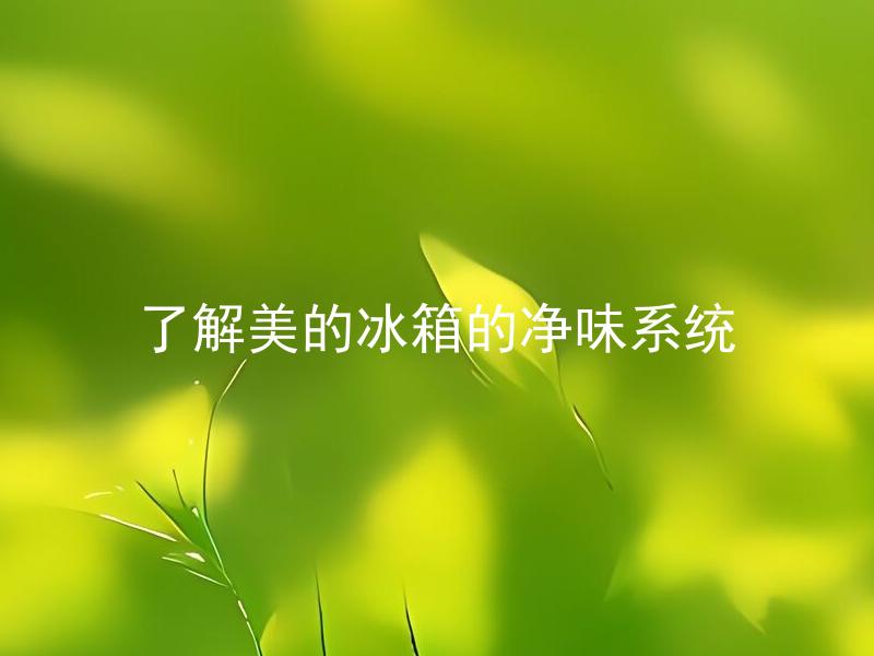 了解美的冰箱的净味系统 美的冰箱的净味系统如何使用和清洁？