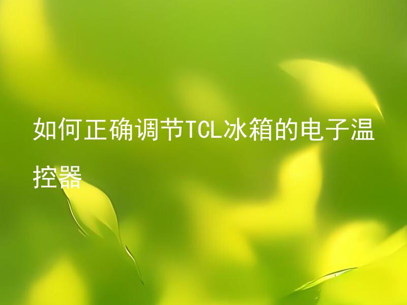 如何正确调节TCL冰箱的电子温控器 TCL冰箱电子温控器应该如何定期保养？